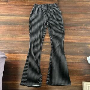 Black and White Striped Flare Pants